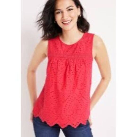 NWT Maurice’s Pink Eyelet Front High Neck Tank Top Size 1X - Picture 1 of 12
